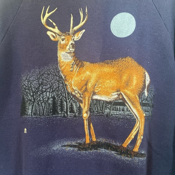 vintage 80s full moon buck sweatshirt - Picture 2 of 5